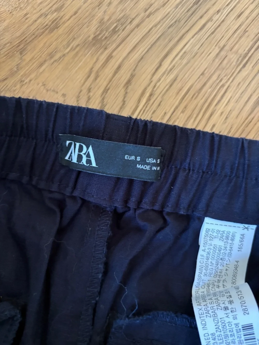Zara linen/cotton blend cargo pants blue womens small